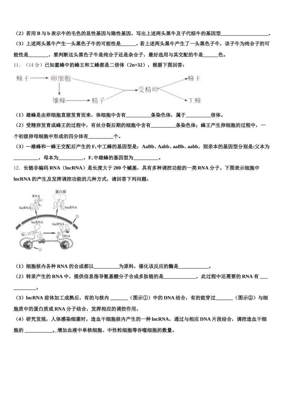 2024-2025学年陕西省西安市莲湖区七十中高一生物第二学期期末调研试题含解析_第3页