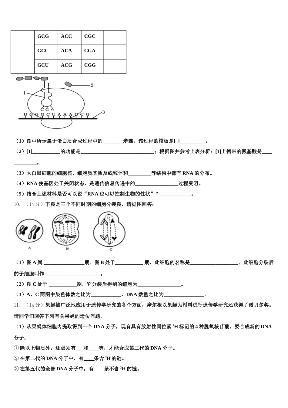 陕西省长安区第一中学2025年生物高一下期末综合测试试题含解析_第3页