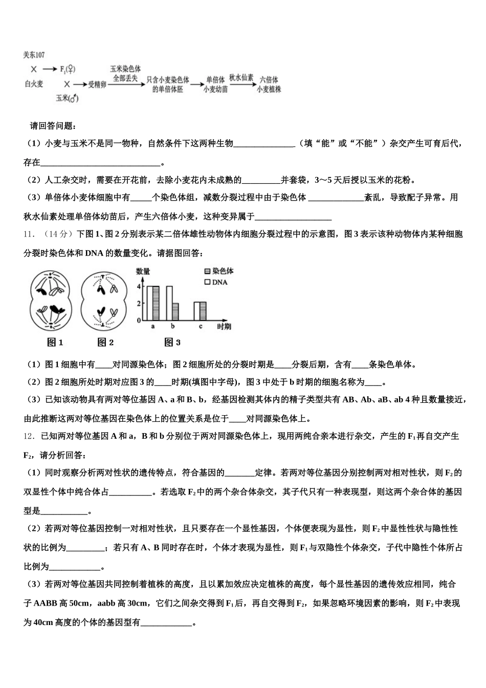 陕西省汉滨区恒口高级中学2025年生物高一下期末检测试题含解析_第3页