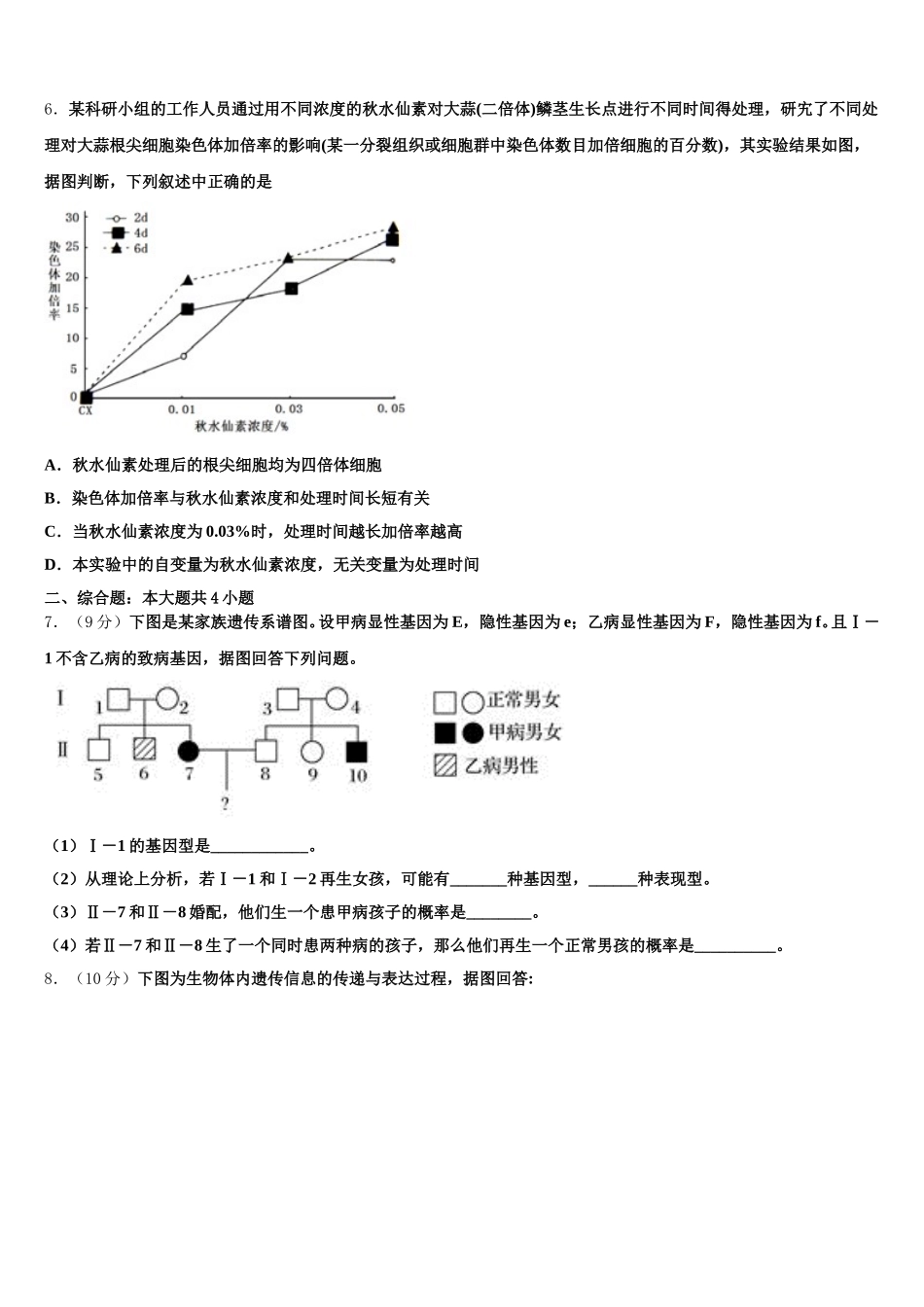2025届陕西省西安市长安区第一中学高一下生物期末检测试题含解析_第2页