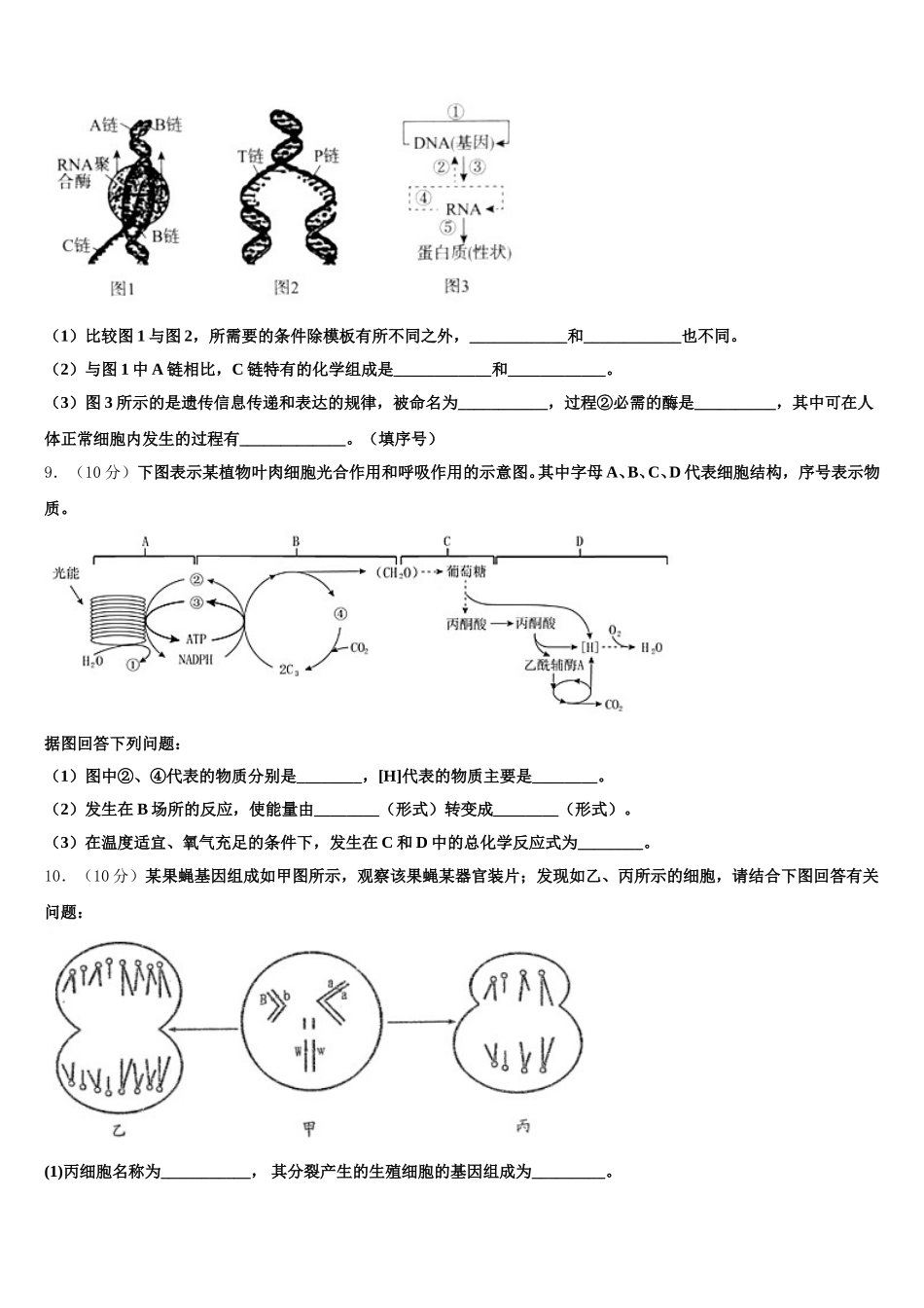 2025届陕西省西安市长安区第一中学高一下生物期末检测试题含解析_第3页