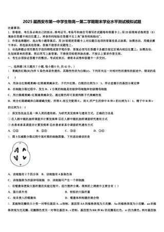 2025届西安市第一中学生物高一第二学期期末学业水平测试模拟试题含解析