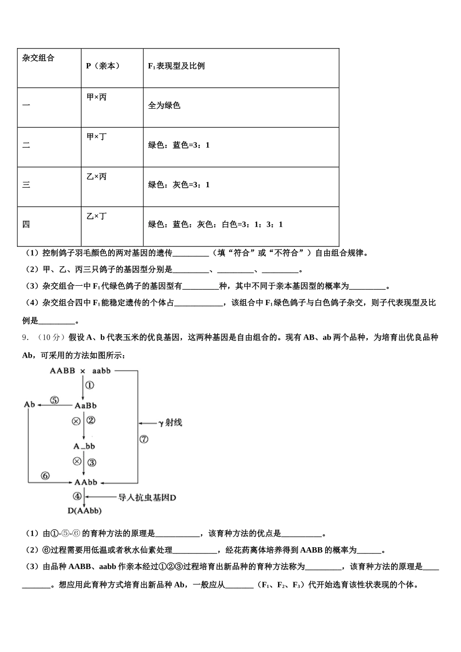 2025年陕西省西安高新唐南中学高一下生物期末复习检测试题含解析_第3页