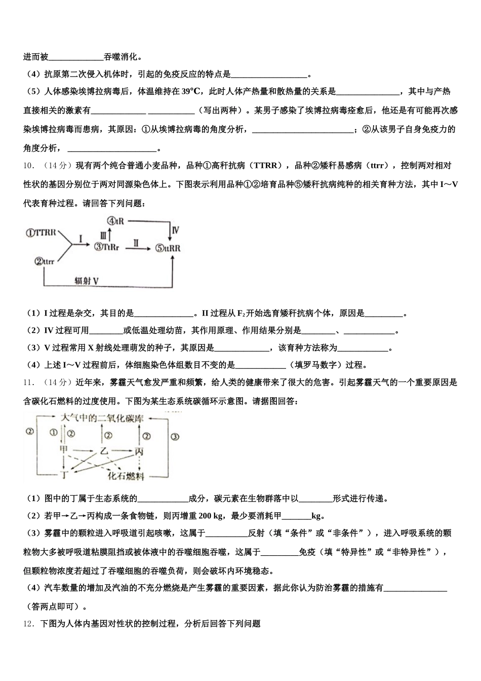 2025届陕西省煤炭建设公司第一中学高一下生物期末检测模拟试题含解析_第3页