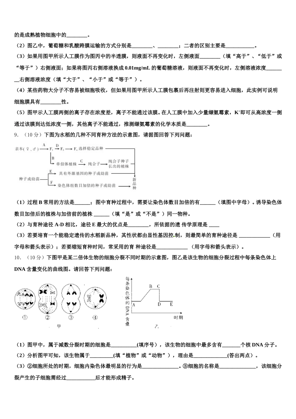 2024-2025学年陕西省咸阳市永寿县中学生物高一下期末考试试题含解析_第3页