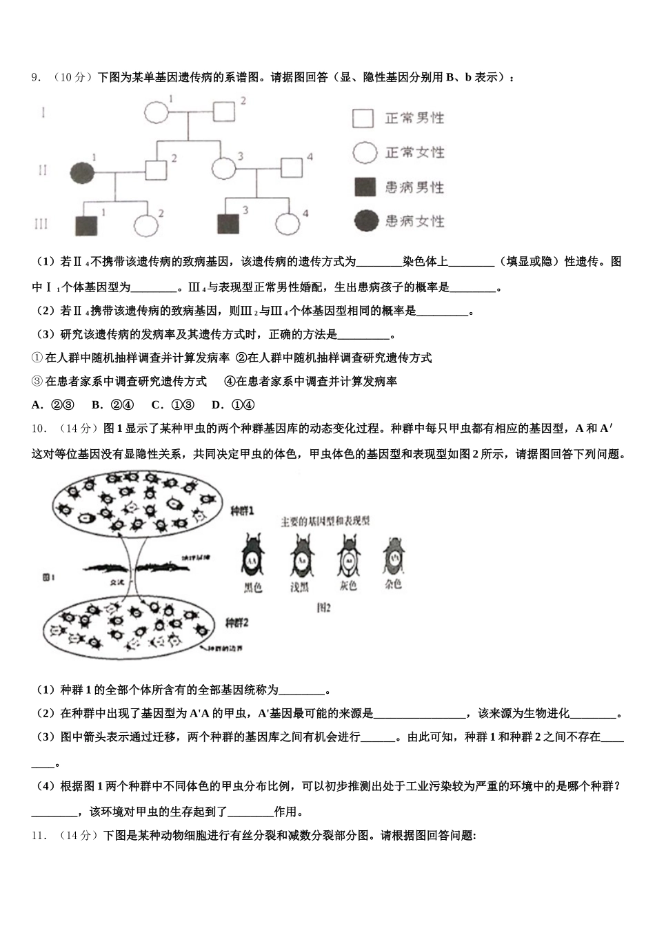 陕西西安市长安区第一中学2025年生物高一下期末考试试题含解析_第3页
