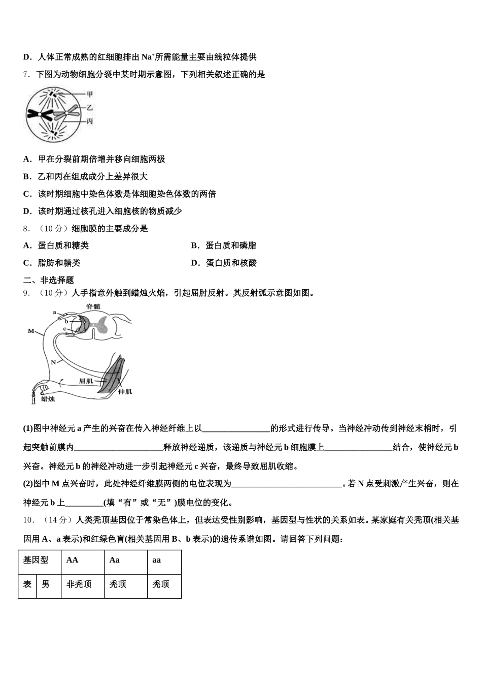 2024-2025学年陕西省商洛市洛南县高一下生物期末复习检测试题含解析_第2页