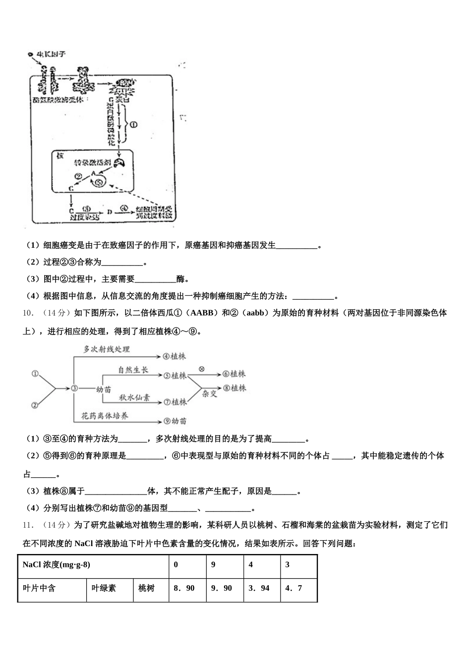 陕西省榆林一中2025届生物高一第二学期期末检测试题含解析_第3页