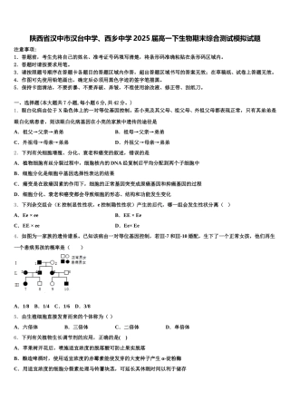 陕西省汉中市汉台中学、西乡中学2025届高一下生物期末综合测试模拟试题含解析