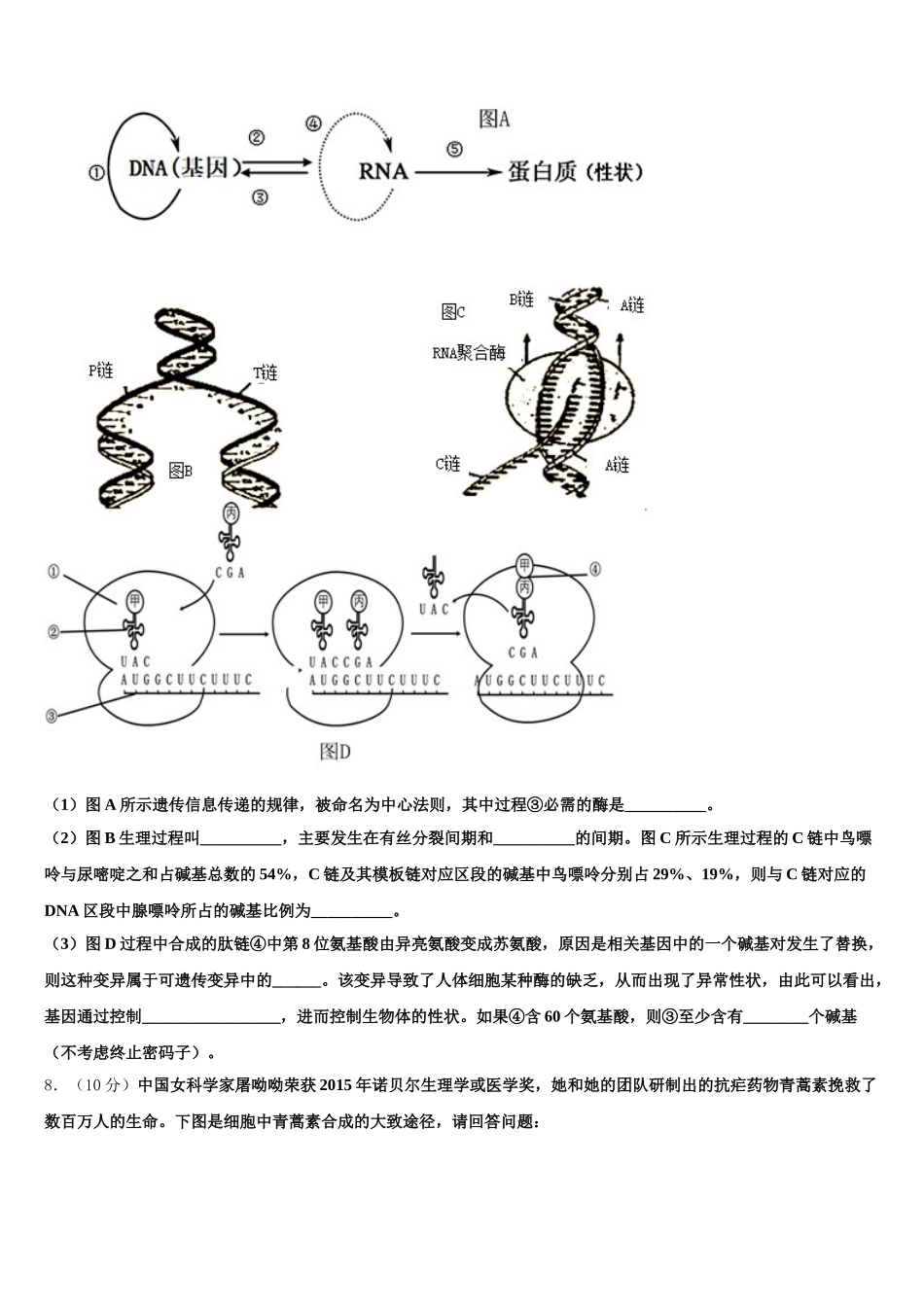 陕西省重点初中2025年高一下生物期末达标检测模拟试题含解析_第3页
