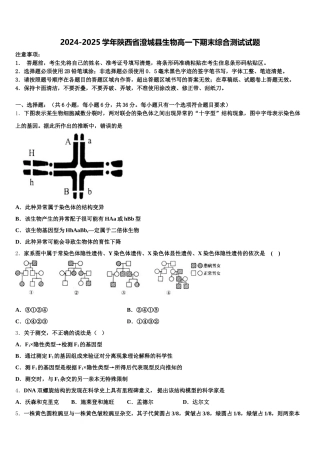 2024-2025学年陕西省澄城县生物高一下期末综合测试试题含解析