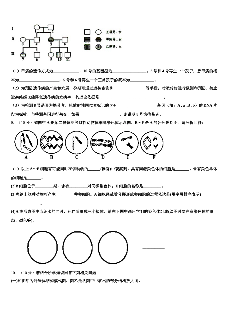 2025届陕西省靖边县第四中学高一生物第二学期期末达标测试试题含解析_第3页