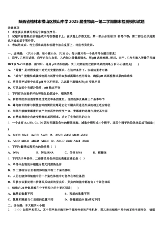 陕西省榆林市横山区横山中学2025届生物高一第二学期期末检测模拟试题含解析