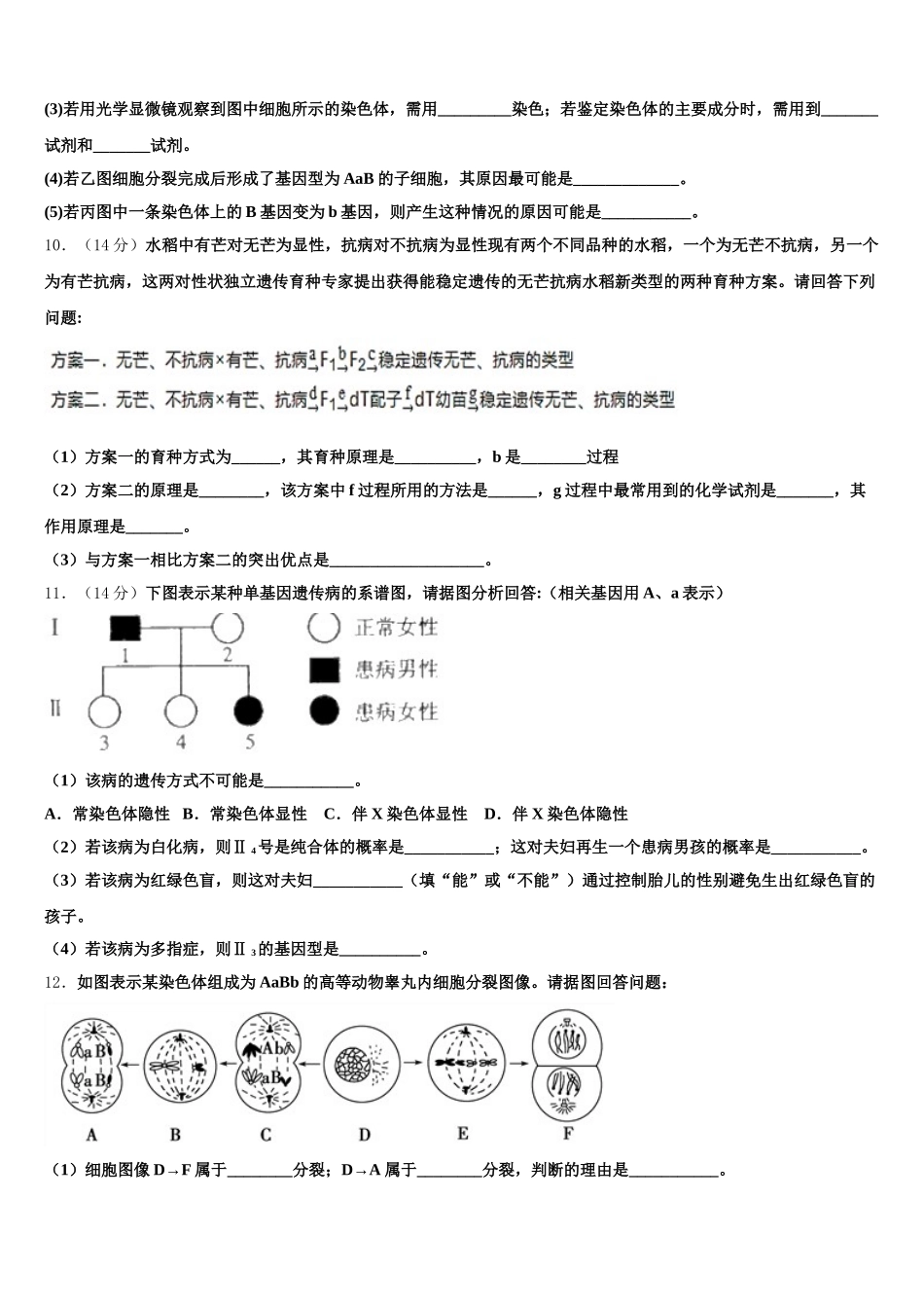 陕西西安市长安区第一中学2024-2025学年高一下生物期末学业质量监测试题含解析_第3页