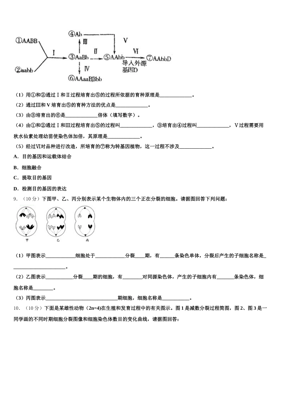 2025届陕西省洛南县永丰中学生物高一下期末检测模拟试题含解析_第3页