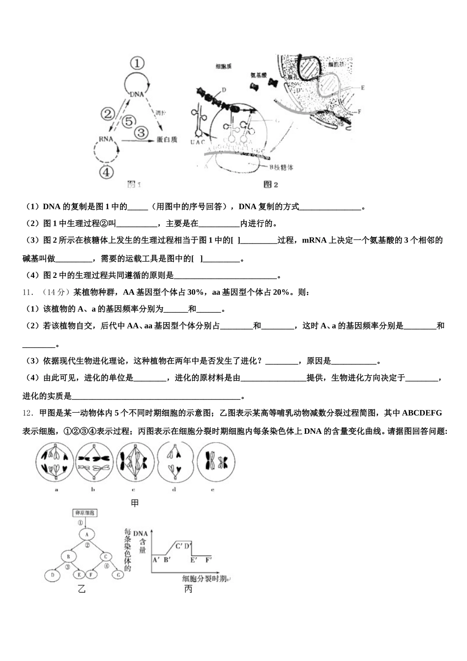 2025届陕西省长安区第一中学生物高一下期末质量检测试题含解析_第3页
