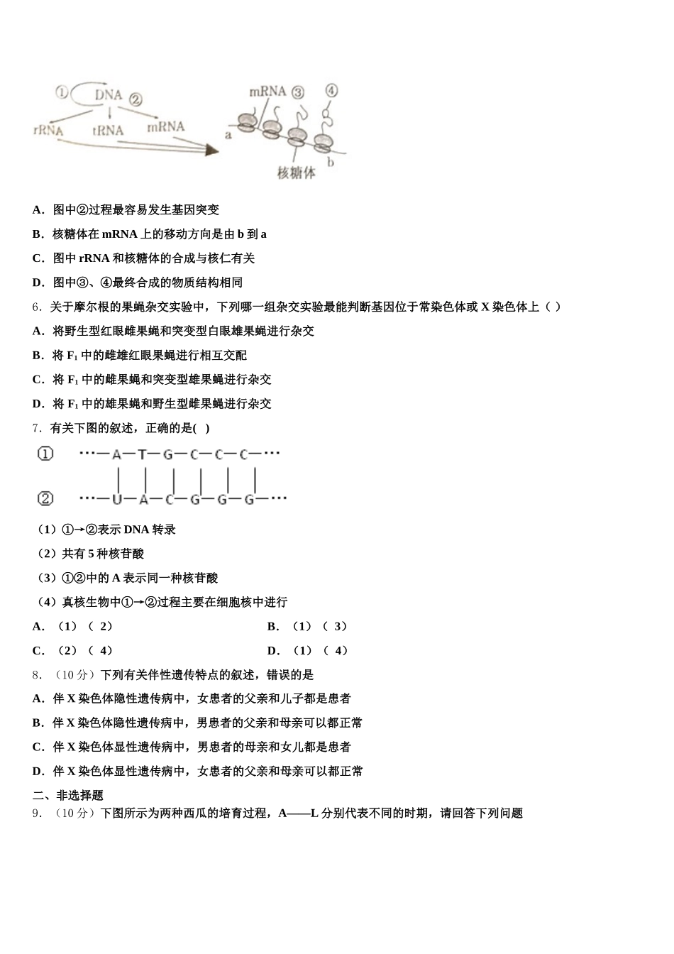 陕西宝鸡眉县中学2025年生物高一第二学期期末达标测试试题含解析_第2页