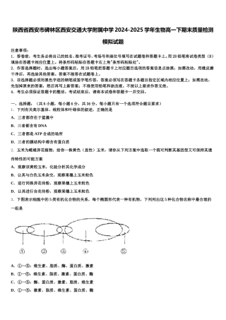 陕西省西安市碑林区西安交通大学附属中学2024-2025学年生物高一下期末质量检测模拟试题含解析