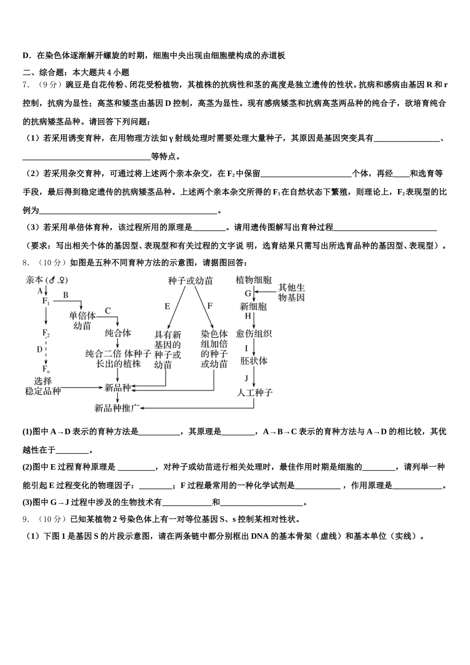 2025届陕西省旬阳中学生物高一下期末考试模拟试题含解析_第2页