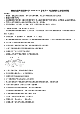 西安交通大学附属中学2024-2025学年高一下生物期末达标检测试题含解析