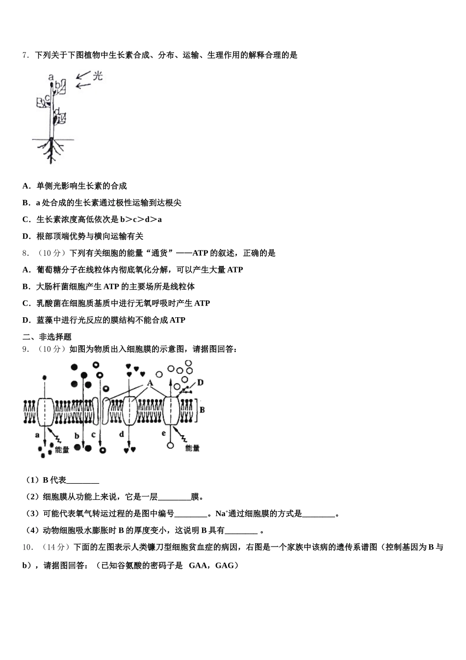 2025届陕西省延安市实验中学高一生物第二学期期末联考试题含解析_第2页