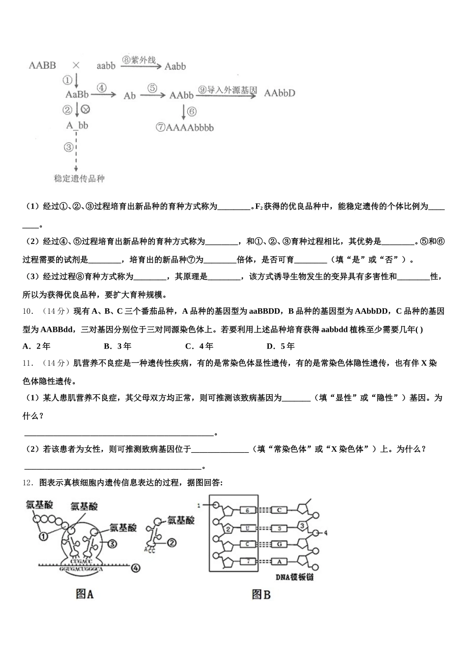2025年陕西省丹凤中学生物高一第二学期期末预测试题含解析_第3页