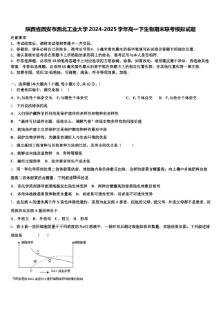 陕西省西安市西北工业大学2024-2025学年高一下生物期末联考模拟试题含解析