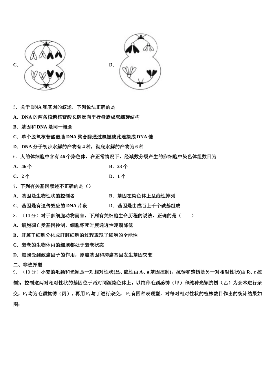 2024-2025学年陕西省延安市宝塔四中高一生物第二学期期末检测模拟试题含解析_第2页