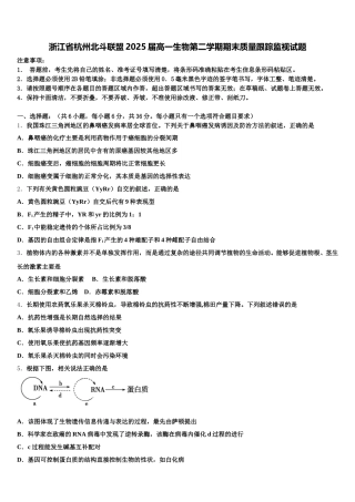 浙江省杭州北斗联盟2025届高一生物第二学期期末质量跟踪监视试题含解析