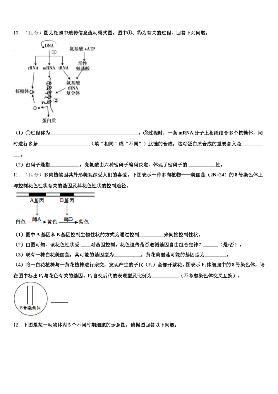 浙江省鄞州中学2024-2025学年高一生物第二学期期末综合测试试题含解析_第3页