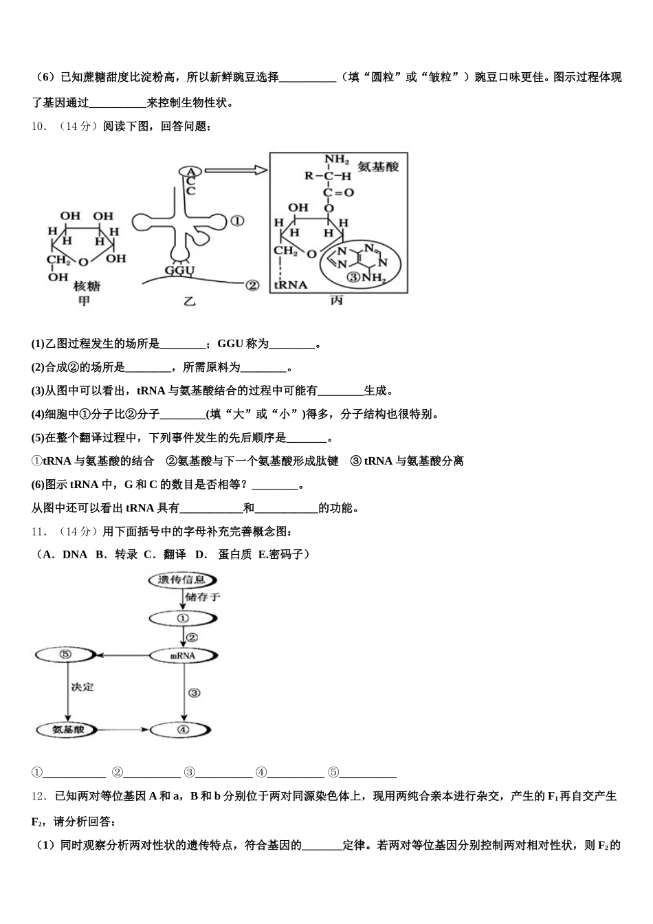 2025年浙江省余姚市余姚中学高一下生物期末联考模拟试题含解析_第3页