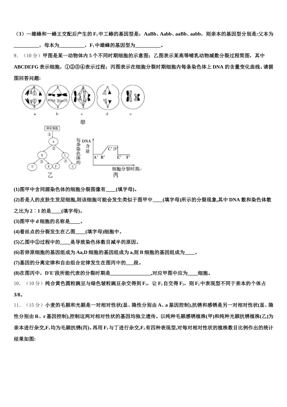2025年浙江温州十五校联盟高一下生物期末质量检测试题含解析_第3页