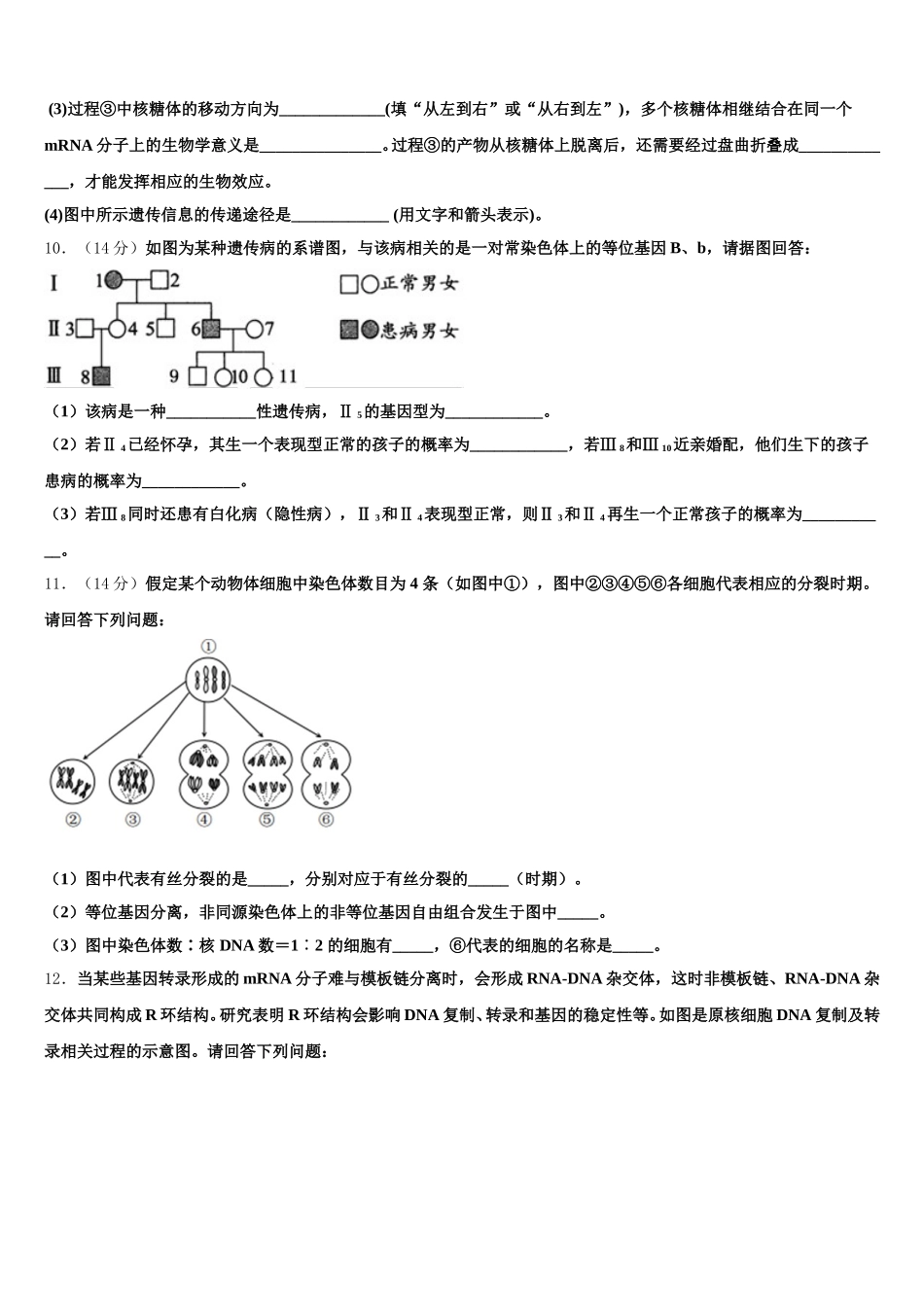 2025届浙南名校联盟生物高一下期末调研模拟试题含解析_第3页