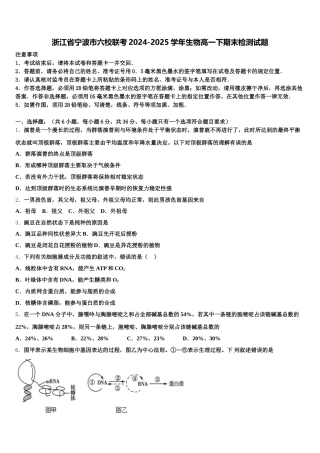 浙江省宁波市六校联考2024-2025学年生物高一下期末检测试题含解析