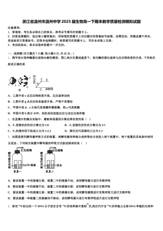 浙江省温州市温州中学2025届生物高一下期末教学质量检测模拟试题含解析