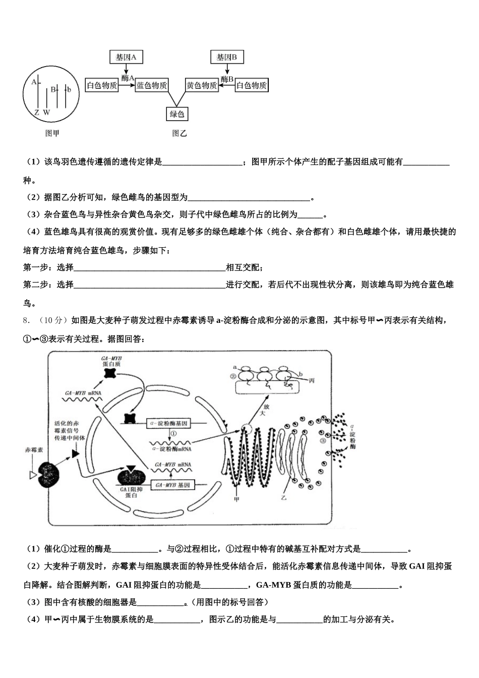 浙江省绍兴市柯桥区柯桥区教师发展中心2024-2025学年高一生物第二学期期末教学质量检测模拟试题含解析_第3页