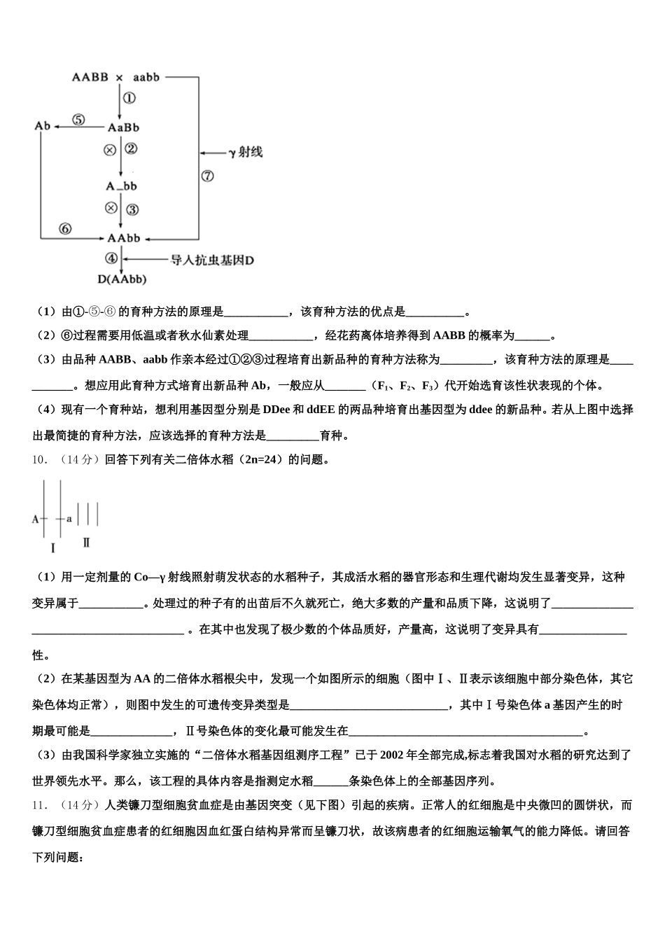 2025届浙江省宁波诺丁汉大学附属中学生物高一下期末质量跟踪监视模拟试题含解析_第3页