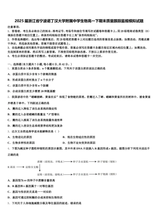 2025届浙江省宁波诺丁汉大学附属中学生物高一下期末质量跟踪监视模拟试题含解析