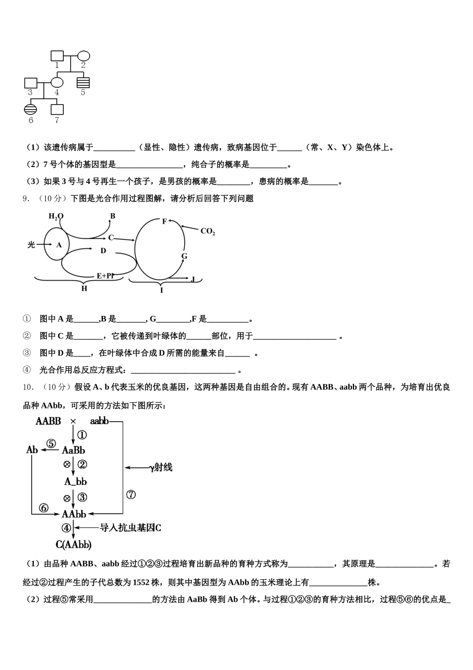 浙江省嘉兴市重点名校2024-2025学年生物高一第二学期期末复习检测模拟试题含解析_第3页