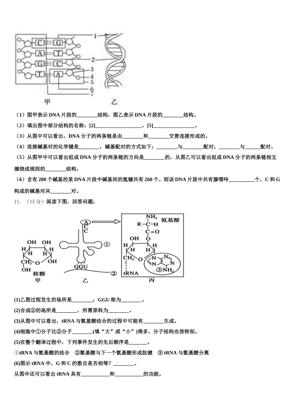 浙南名校联盟2025届生物高一下期末质量检测模拟试题含解析_第3页