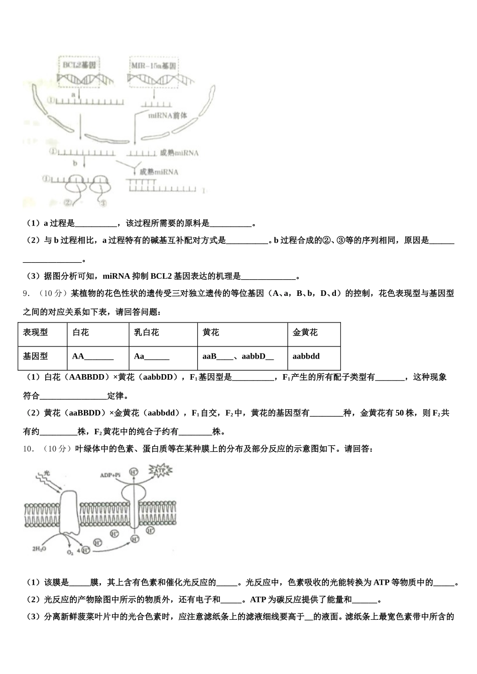 浙江宁波市北仑区2024-2025学年高一下生物期末学业质量监测模拟试题含解析_第3页