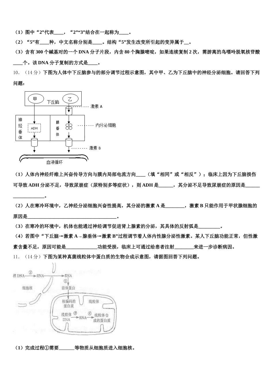 2025届浙江省武义第三中学生物高一下期末联考试题含解析_第3页