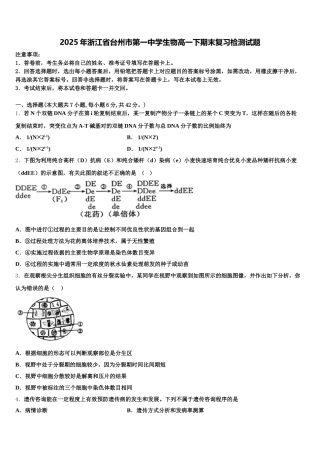 2025年浙江省台州市第一中学生物高一下期末复习检测试题含解析