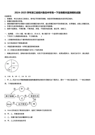 2024-2025学年浙江省绍兴鲁迅中学高一下生物期末监测模拟试题含解析