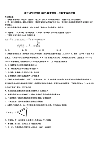 浙江省宁波四中2025年生物高一下期末监测试题含解析