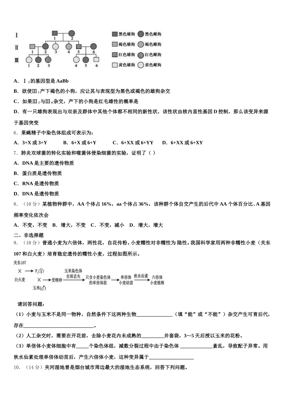 2024-2025学年浙江省宁波市“十校”生物高一下期末检测模拟试题含解析_第2页