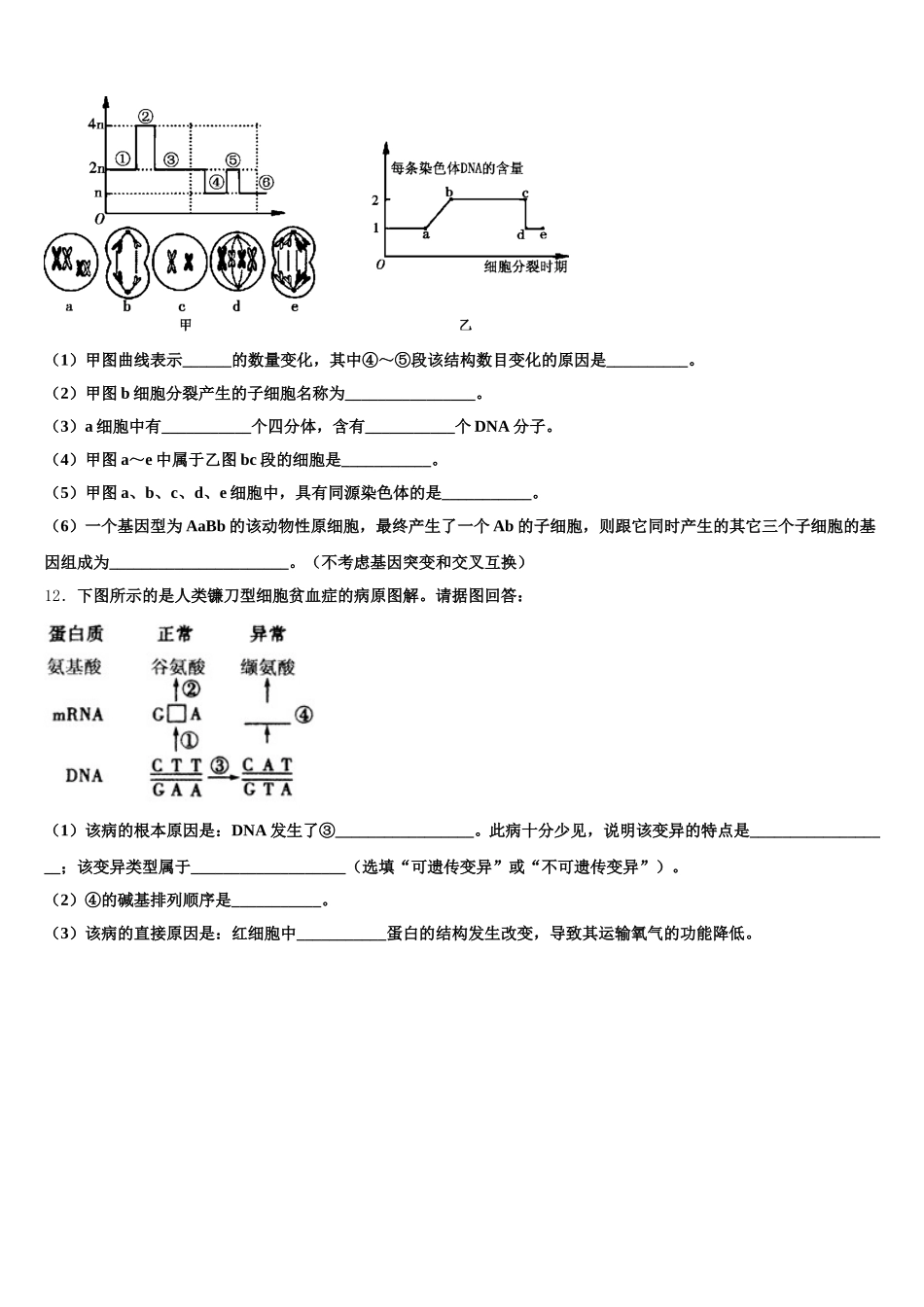 2024-2025学年浙江省衢州市五校联盟高一生物第二学期期末学业水平测试模拟试题含解析_第3页