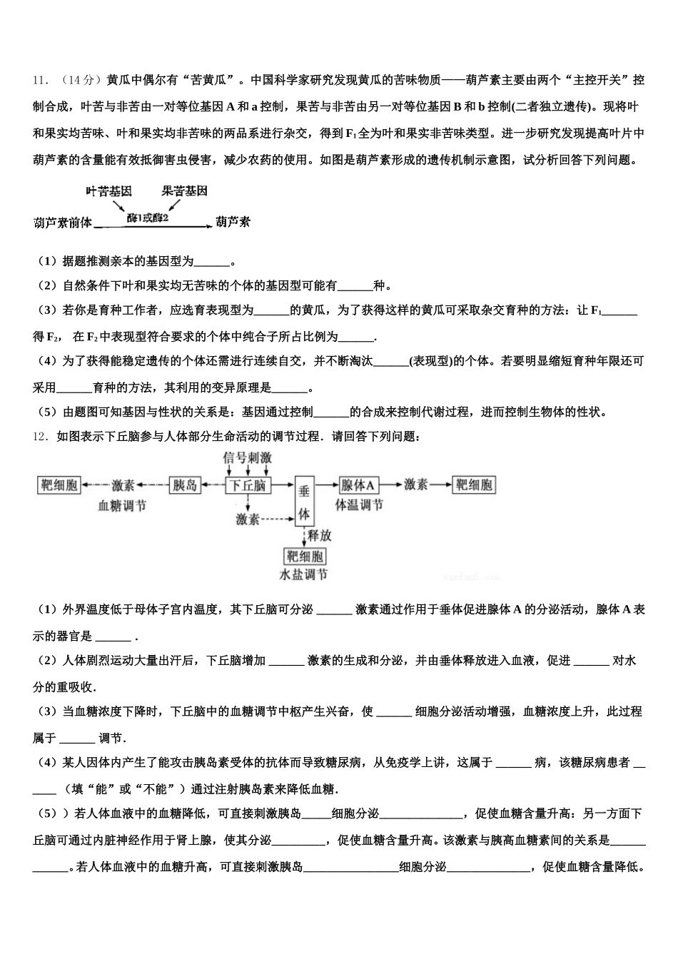 2025年浙江省杭州市西湖高中高一下生物期末教学质量检测试题含解析_第3页