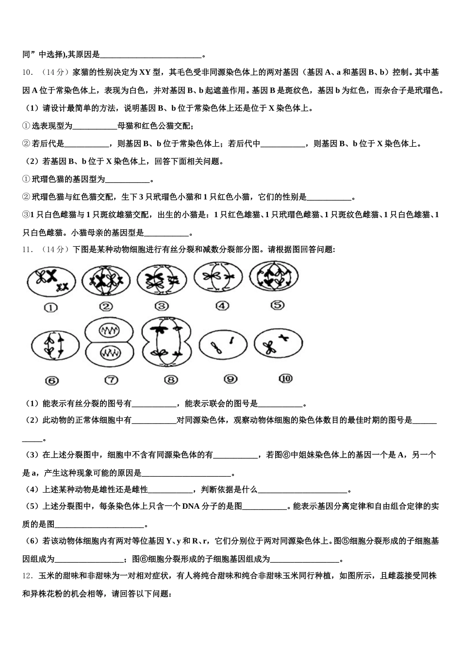 2025年浙江省义乌市高一生物第二学期期末联考试题含解析_第3页