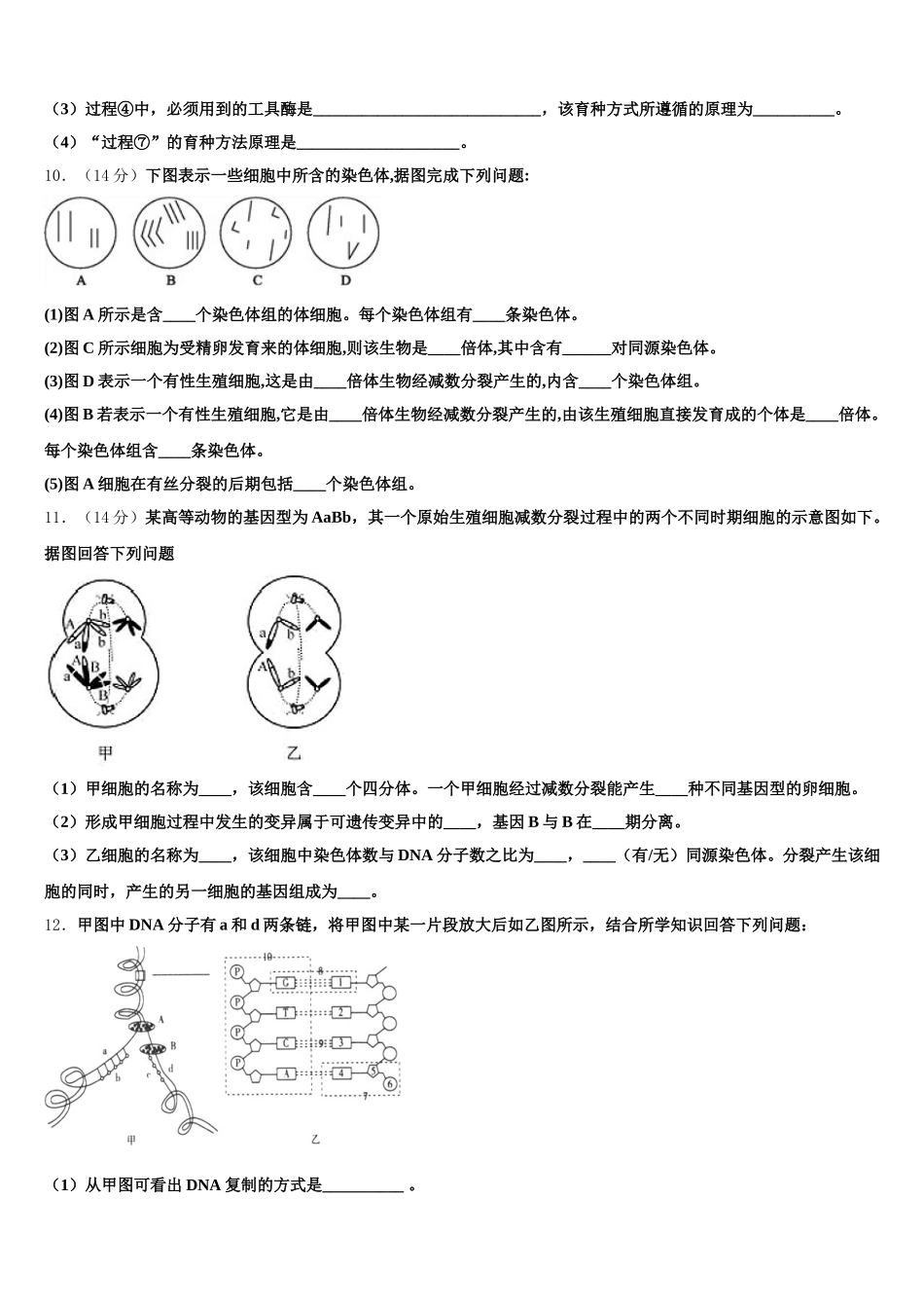 2025年浙江省宁波诺丁汉大学附中高一生物第二学期期末经典试题含解析_第3页